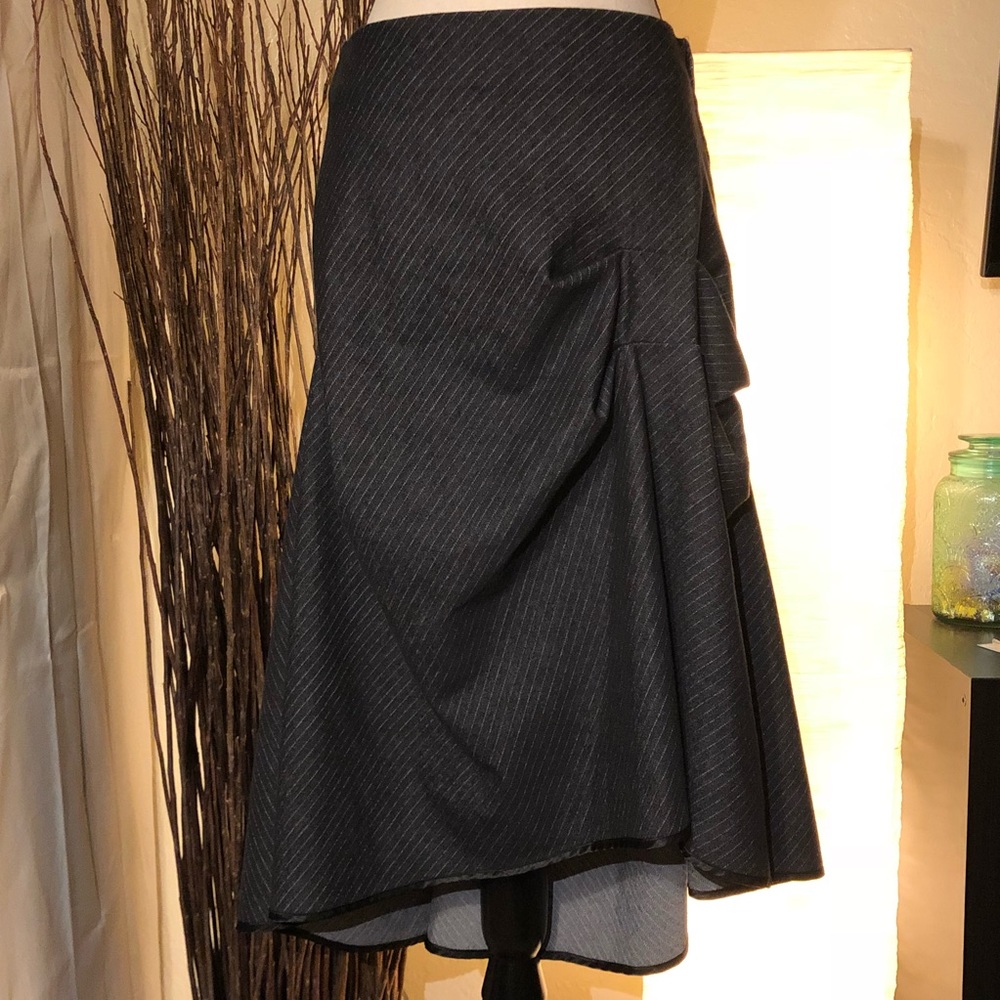 Asymmetrical Pinstriped Denim Skirt